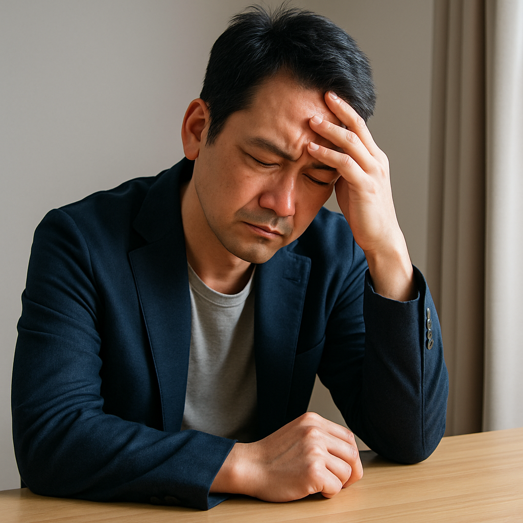 恥ずかしいと悩んでいる中年男性