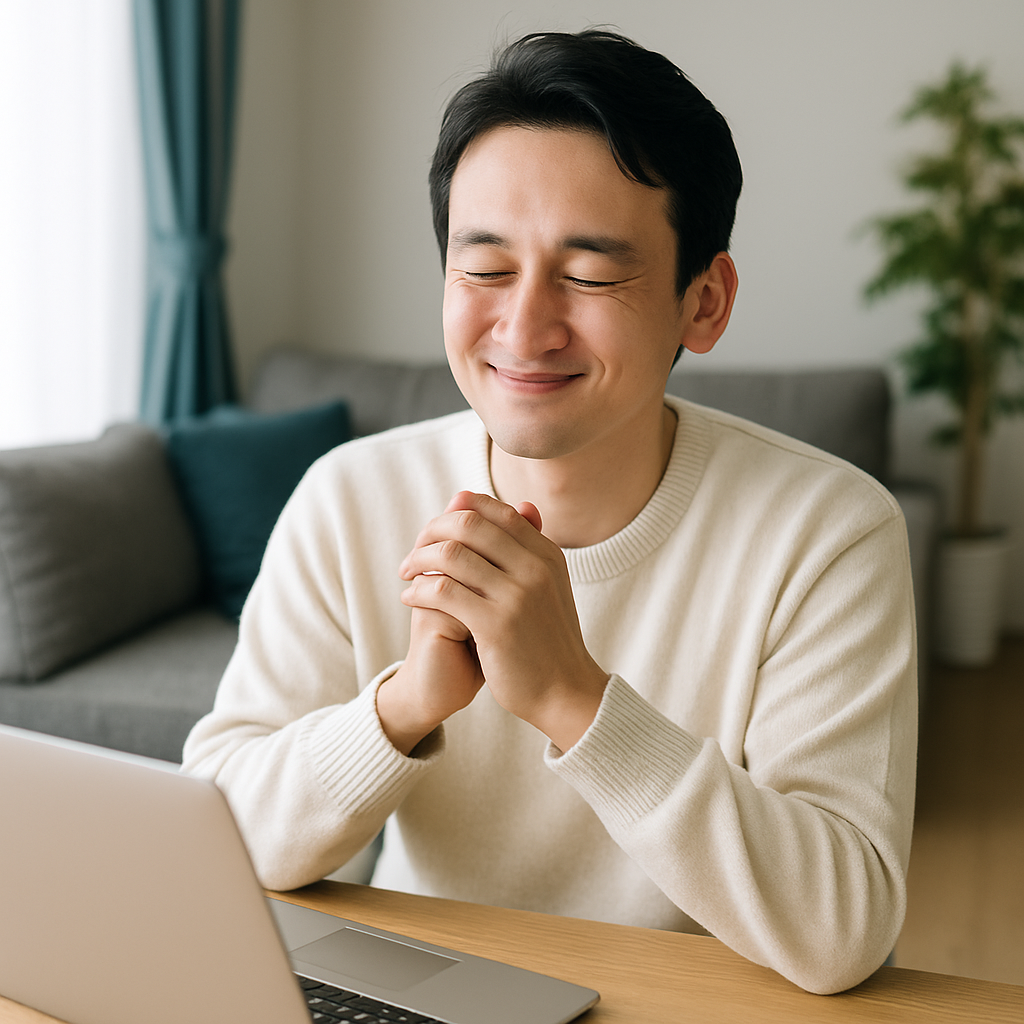 相談して返済が出来そうだと分かり、安心した様子の男性


