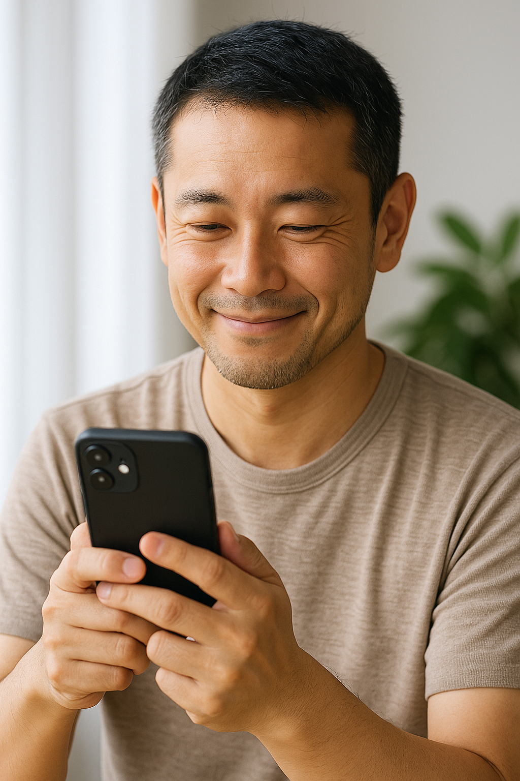 人生を立て直し喜ぶ男性