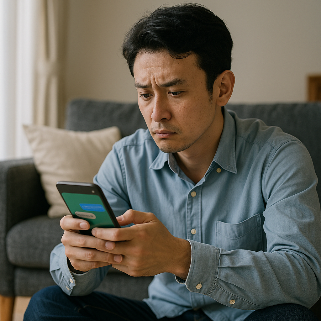 気軽に相談出来るところが無いか悩んでる男性の画像