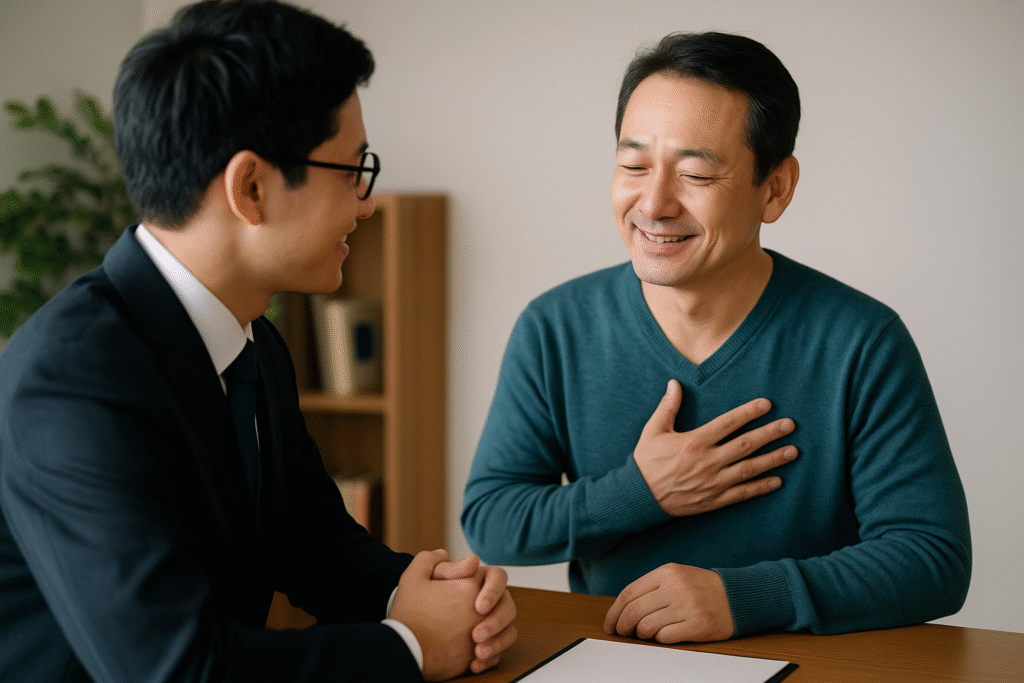 信頼できる人に相談できて安心する男性