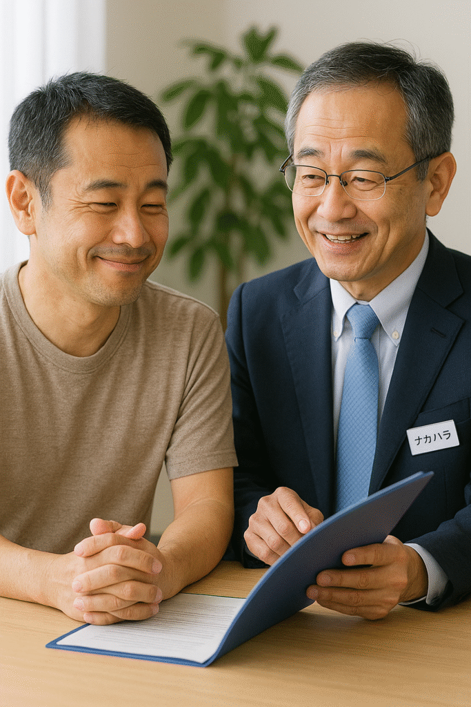 信頼できる弁護士と打ち合わせする男性