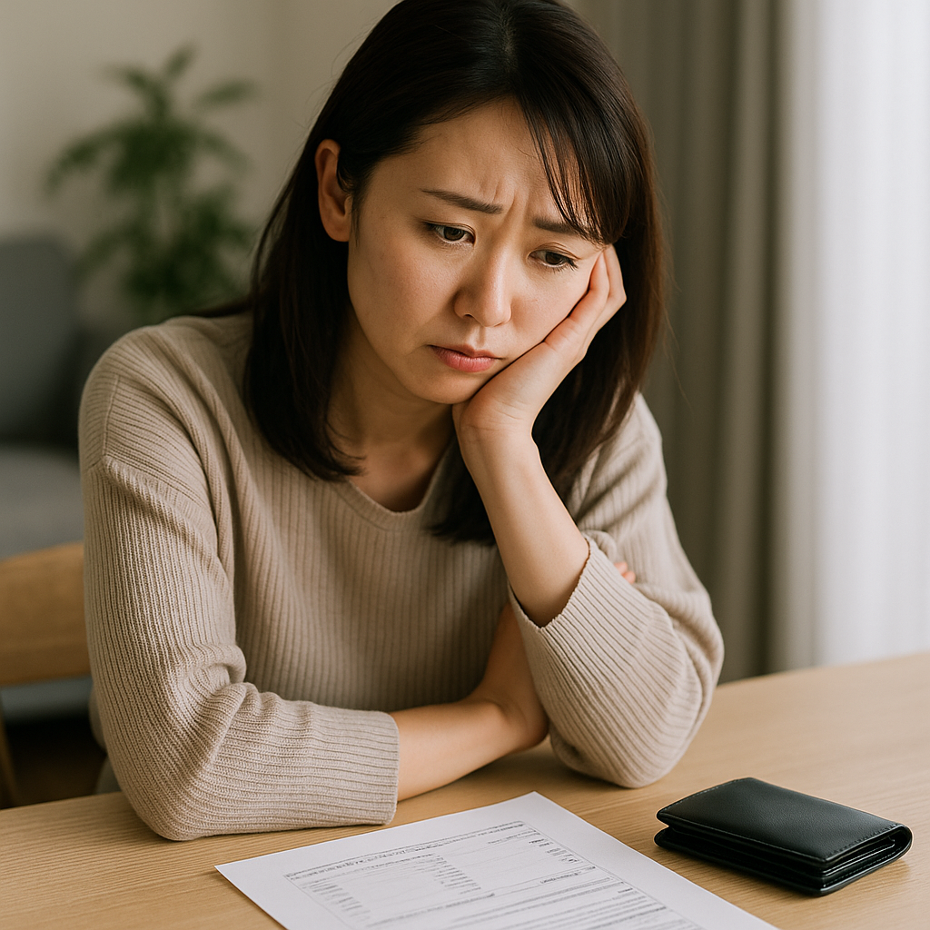 弁護士費用が高額だと思い、相談を迷う女性のイメージ


