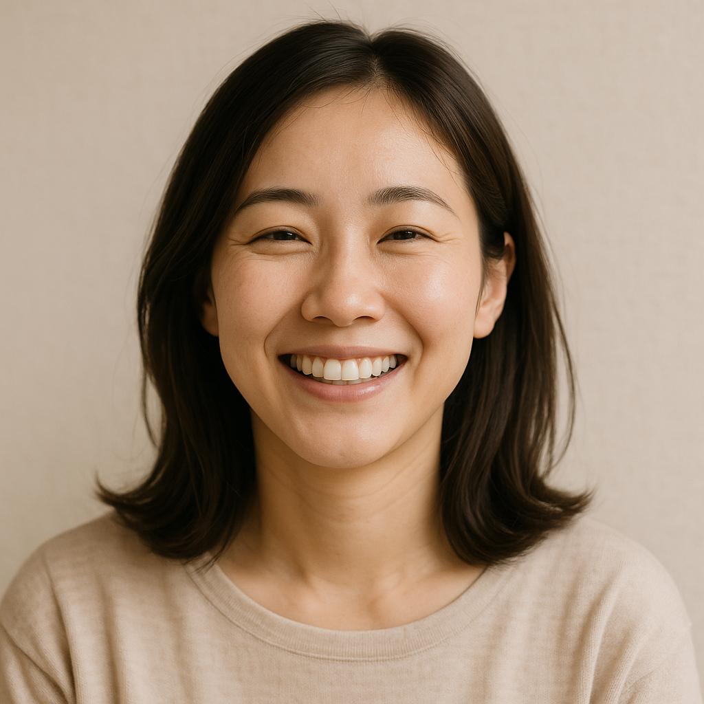 "安心した表情で笑顔を見せる日本人女性"