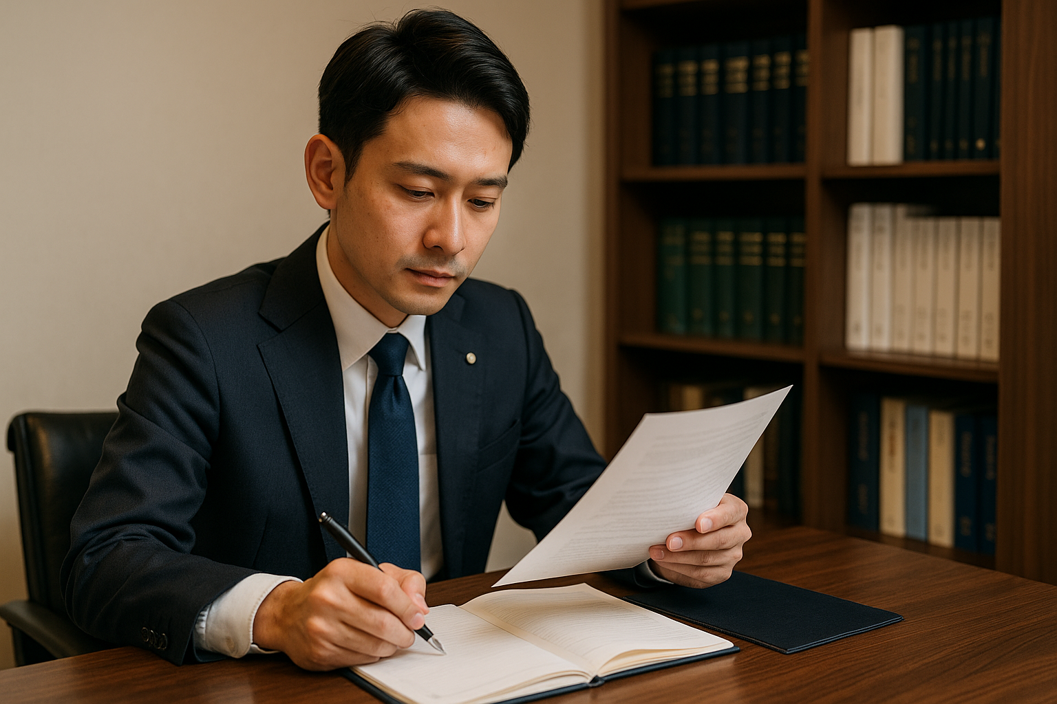 東京ロータス法律事務所の弁護士が依頼者の資料を確認している様子