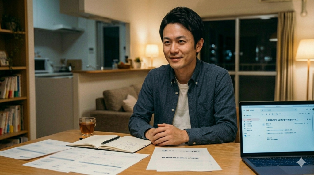 解決策が見つかって安心する男性