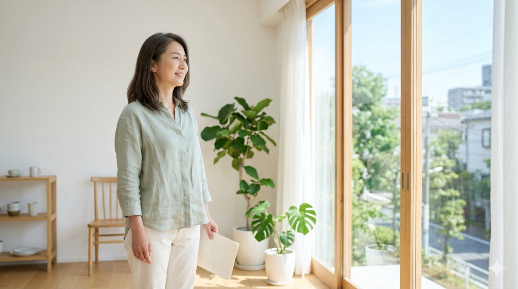希望が見えて明るい表情の女性