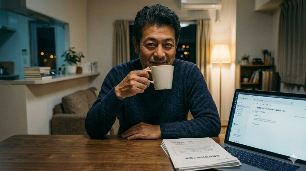 返済が楽になって微笑む男性