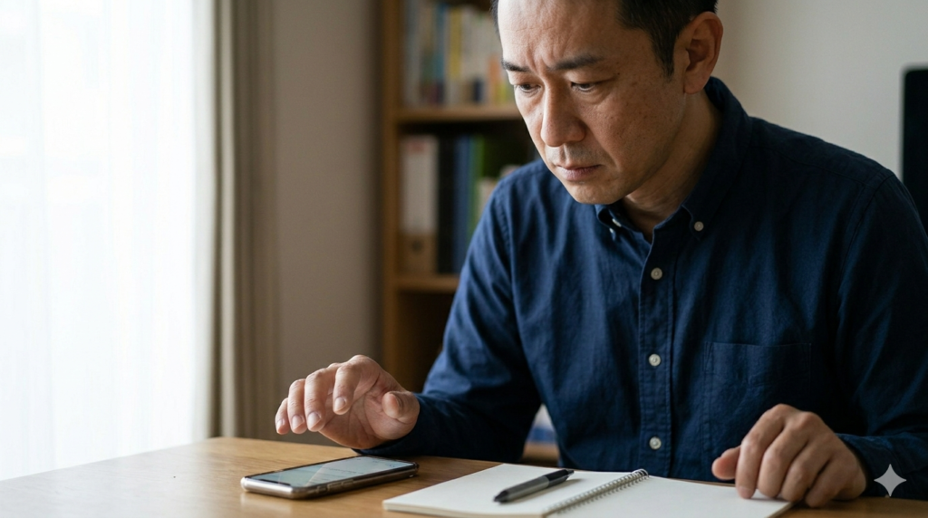 メールで相談を始める男性