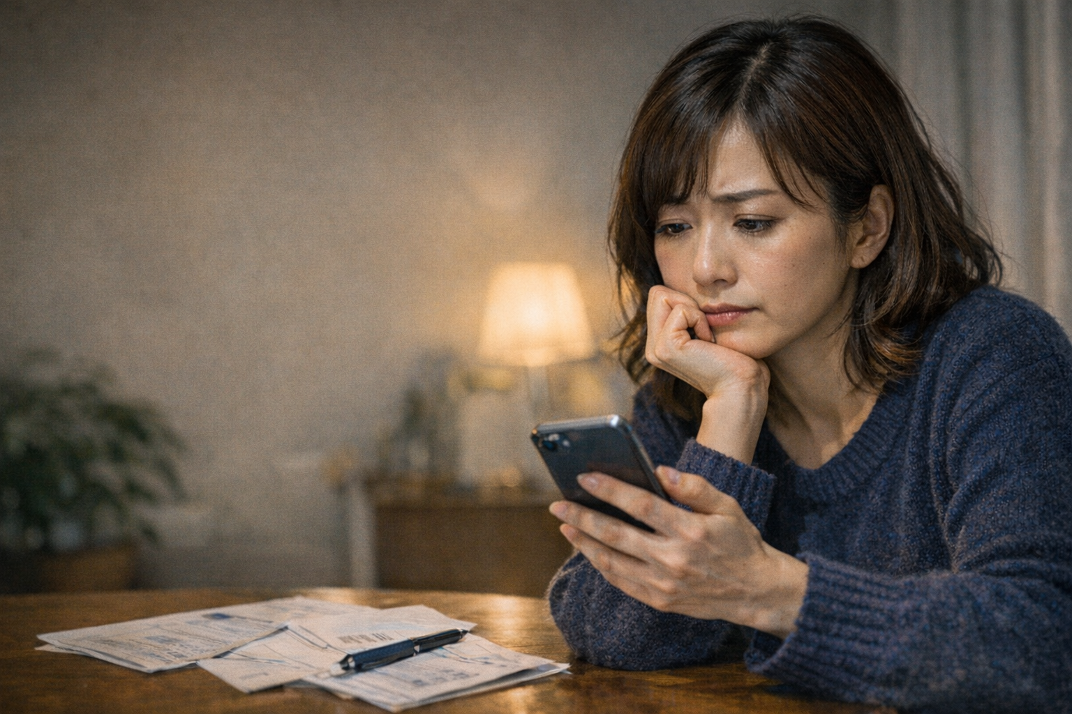 借金が家族にバレないか不安な女性